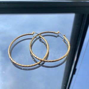 Gold twisted hoops